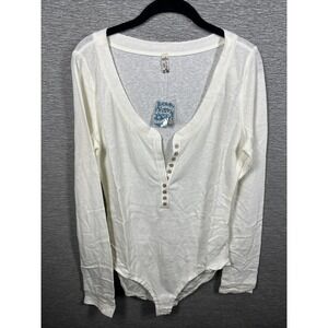 NEW Intimately Free People Dylan Thermal Bodysuit Ivory Size XL